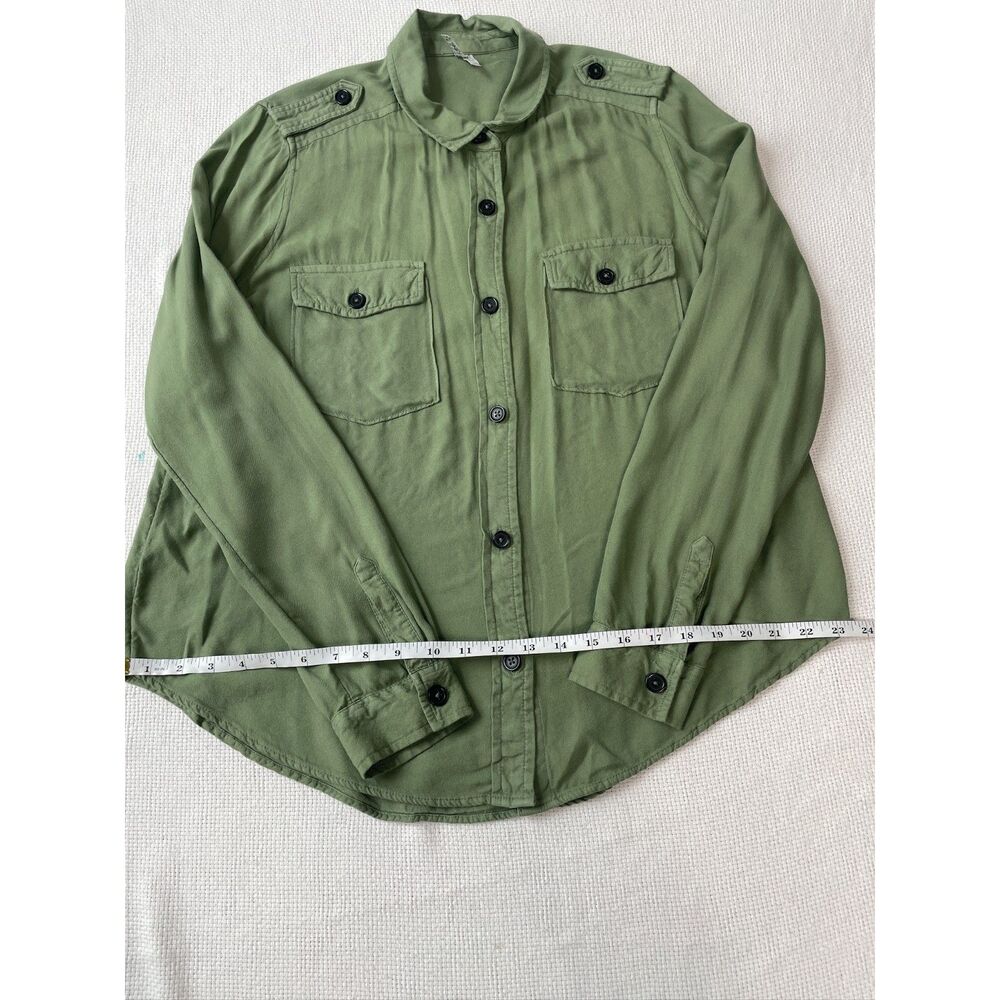 Mudd Olive Green Utility Button-Up Shirt Jacket Women's Large 100% Rayon